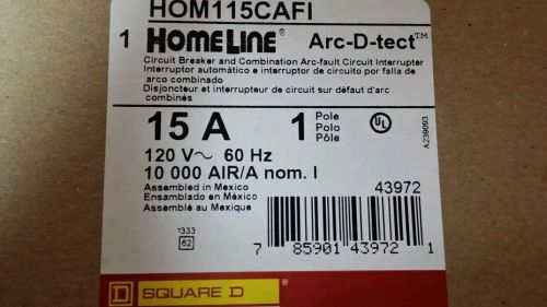 Square d homeline hom115cafi arc fault l pole 15 amp 120 volt nib for sale
