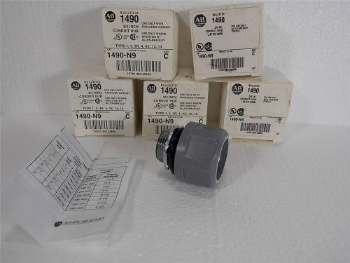 ALLEN BRADLEY 1490-N9 3/4-IN CONDUIT HUB LOT OF 5 NEW IN BOX