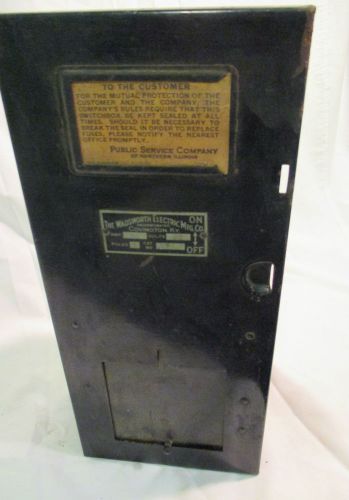 Vintage wadsworth porcelain 30 amp 3 pole fuse box for sale