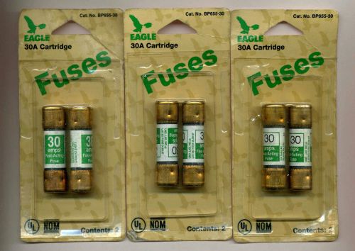 Six Eagle 30A  250V AC Cartridge Fuses