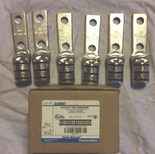 Lot of 12 thomas and betts 2 hole copper lug short barrel narrow tongue 500 mcm for sale