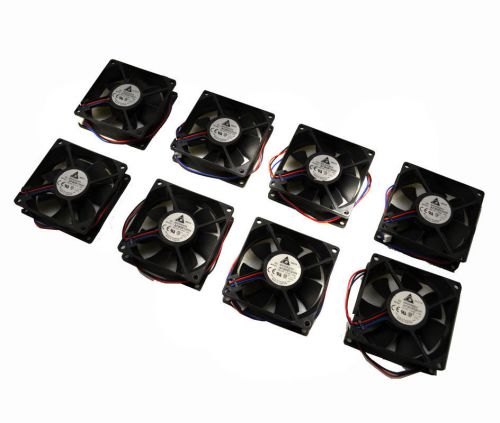 Lof 8 delta afb0812hh 80mm x 80mm x 25mm 12v 0.3a 3 pin alarm chassis power fan for sale