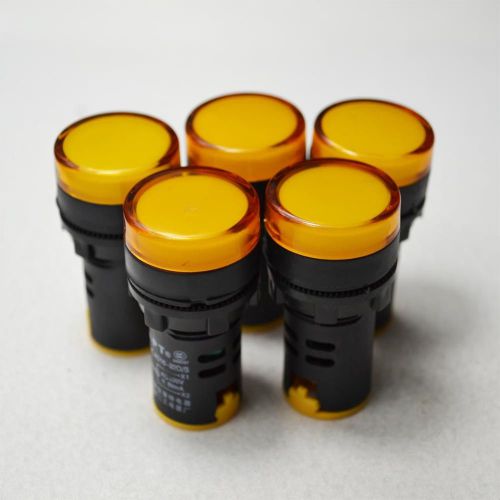 5pcs New 110V 22mm Yellow LED Indicator Pilot Signal Light Lamp