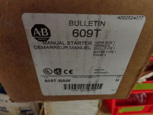 NEW ALLEN-BRADLEY 609T-BAW SERIES H SIZE 1 MANUAL MOTOR STARTER