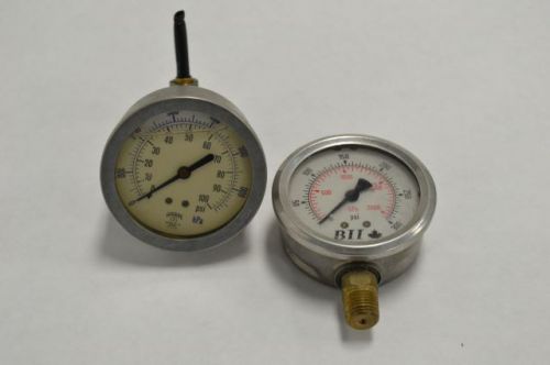 LOT 2 BII WINTERS LIQUID FILLED PRESSURE GAUGE 0-100PSI 0-300PSI 2IN FACE 200691