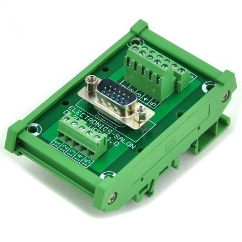 D-sub db15hd male din rail mount interface module, breakout board. for sale