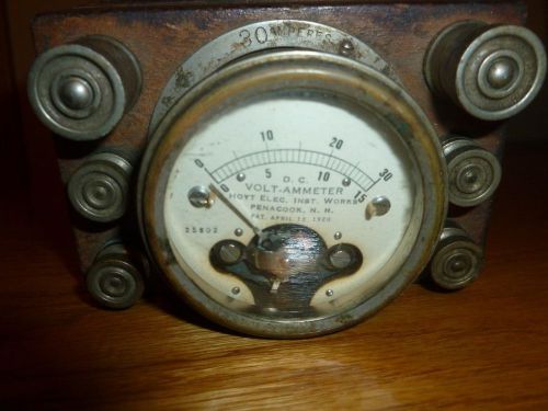 ANTIQUE VOLT-AMMETER HOYT ELECTRIC INST. WORKS PENACOOK NH PAT APRIL 13 1920