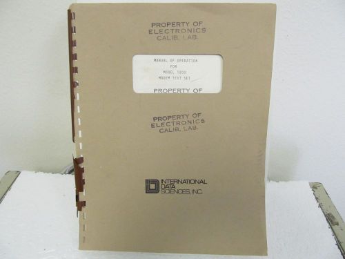 International Data Sciences 1200 Modem Test Set Operation Manual