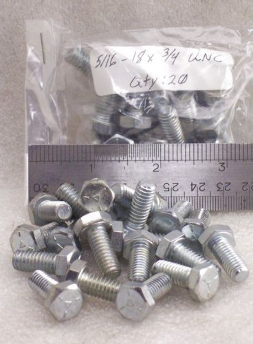 20pcs Grade 5  5/16-18x3/4&#034; UNC Hex Head Cap Bolt / Screws 5/16-18 x 3/4&#034; ZINC