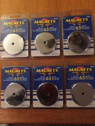 Round base magnet 65 lbs pull- chrome plated- 6 pieces- super strong magnet for sale