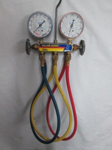 Ritchie yellow jacket test charging manifold w/r-502 gauges &amp; hoses for sale