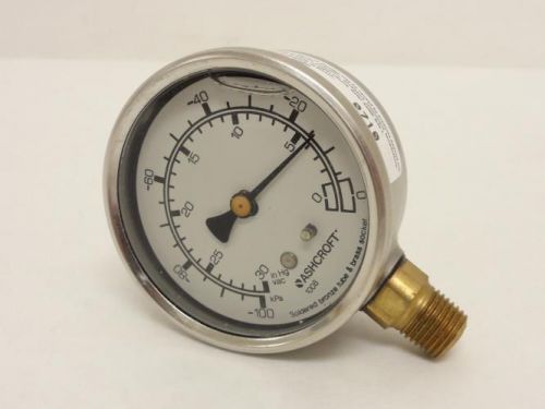 148132 Old-Stock, Ashcroft 631008A02LXLJ Vaccuum Gauge, SS, 1/4 NPT, 0/30&#034; HG VA