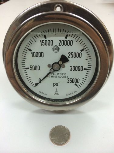 35,000 PSI Pressure Gauge, McDaniel Liquid Filled Stainless Steel 316, 4&#034;, Panel