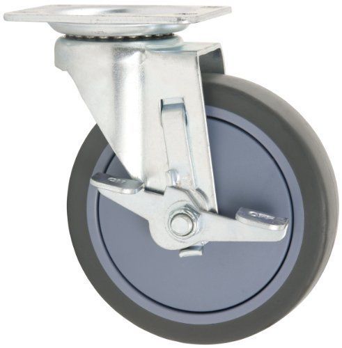 Waxman 4031555t 5-inch rubber plate caster with swivel  grey tire and black rim for sale