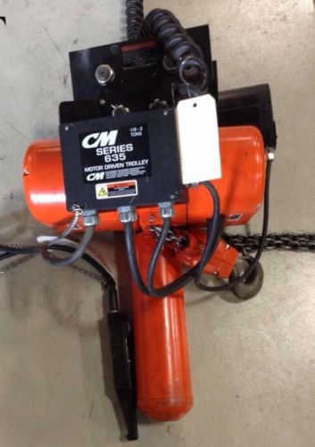 CM LODESTAR 2 TON (RR) ELECTRIC CHAIN HOIST w/ 635 MOTOR DRIVEN TROLLEY