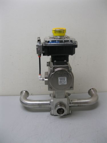 1-1/2&#034; Stainless Steel Sanitary 3-Way Ball Valve Morin Actuator NEW E3 (1689)