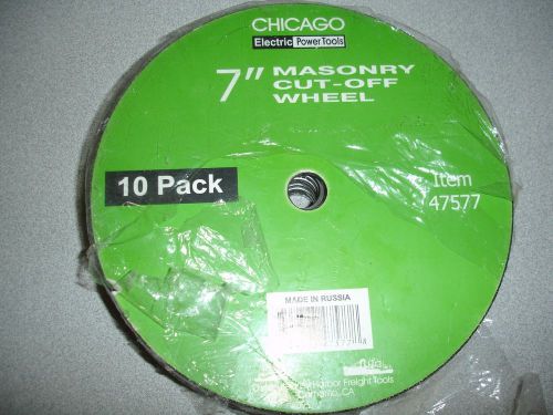 7&#034; masonry cut-off wheel 10 pack: new_ (h.f) chicago elec.. power tools 7&#034;x1/8&#034; for sale