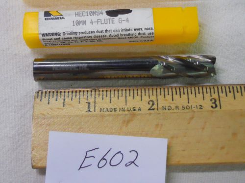 1 NEW KENNAMETAL 10 MM DIAMETER CARBIDE ENDMILL. 4 FLUTE.  USA MADE. E602