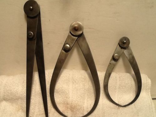 Itm10 Lot Of 3 Starrett Outside Joint Caliper Fine , Steel, Flat Leg.