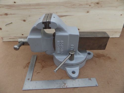 Vtg MORGAN  No.140 4&#034;  Swivel Base  Bench Vise Powder Coated Gray