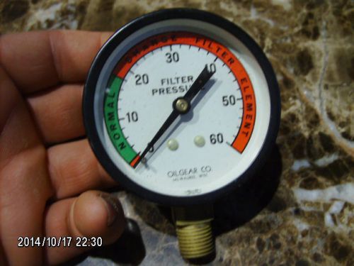 Oil gear co filter pressure gauge indicator 0-60 psi for sale