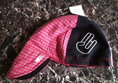 SHOCKER Red/White/Black Welding Hat Welder Hats Cap Protective American Hotties