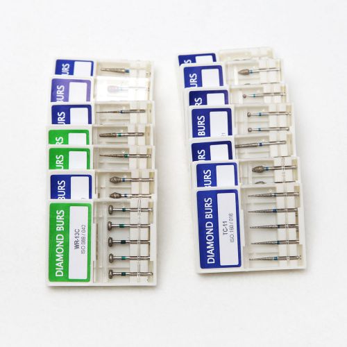 100 pcs Dental Diamond Burs High Speed Medium FG 1.6MM Assorted Types