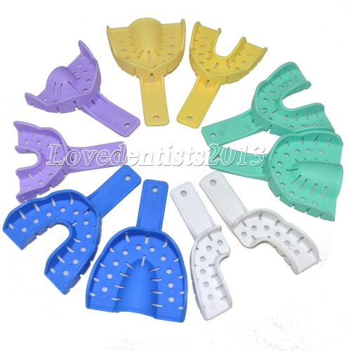 New 10PCS Colored Autoclavable Dental Impression Trays Denture Instruments