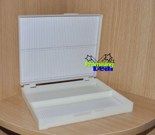 New Microscope Slides Box Slide Storage Holds 100 Slides White