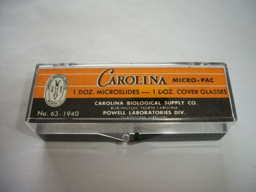 CAROLINA MICRO-PAC 12 MICROSCOPE SLIDES 1 DOZ. MICROSLIDES-1 DOZ.COVER GLASSES