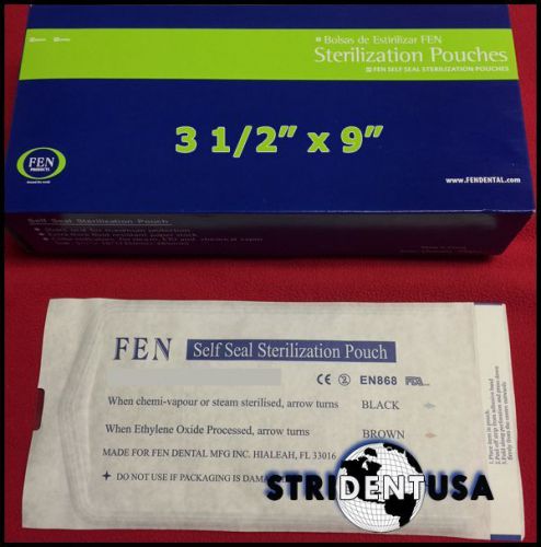 400 Sterilization Pouches 3 1/2&#034; x 9&#034; Autoclave Dental Tatoo sterile 3 1/2 X 9