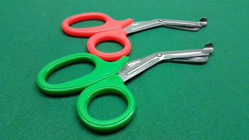 6 EMT PARAMEDIC UTILITY BANDAGE SHEARS EMS ENT SCISSORS 7.5&#034; GREEN+ORANGE