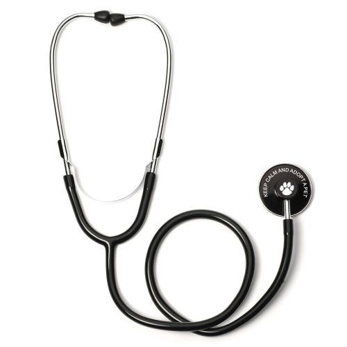 Black Single Head Stethoscope with Keep Calm and Adopt A Pet Animal Dog Paw