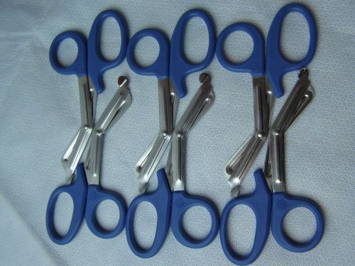 6 blue utility scissors 7.5&#034; emt medical paramedic nurse scissors for sale