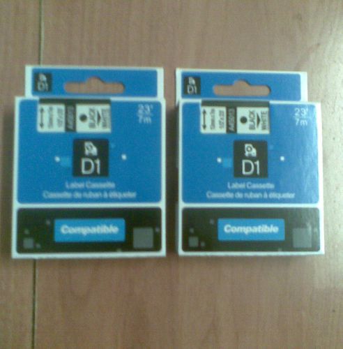 2 x DYMO D1 BLACK/ WHITE  TAPE CARTRIDGE 40913 9mm. x 7m.