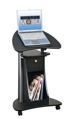 TECHNI MOBILI LAPTOP ROLLING  DESK TILTABLE TOP PODIUM CART (espresso)