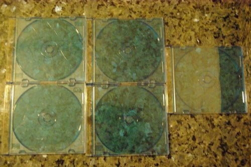 Lot of 5 &#034;BLUE CASE &#034; Single CD ROM MEDIA Jewel Cases Slim Used 5 1/2&#034; X 5&#034;