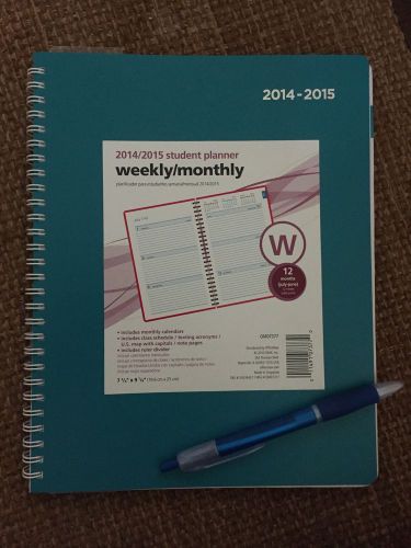 Turquoise 2014-2015 Weekly/Monthly Student Planner 7.75&#034;x9&#034;