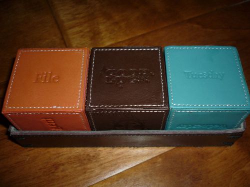 Perry Ellis Portfolio Desk Accessory Set Paper/Bill/File Organizer Set of 3 Cube