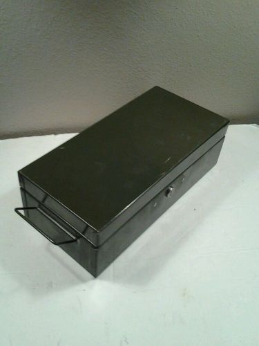 Vintage Merriam No. 3 Bondsman Metal Lock Box, Military Army Green, File, Handle