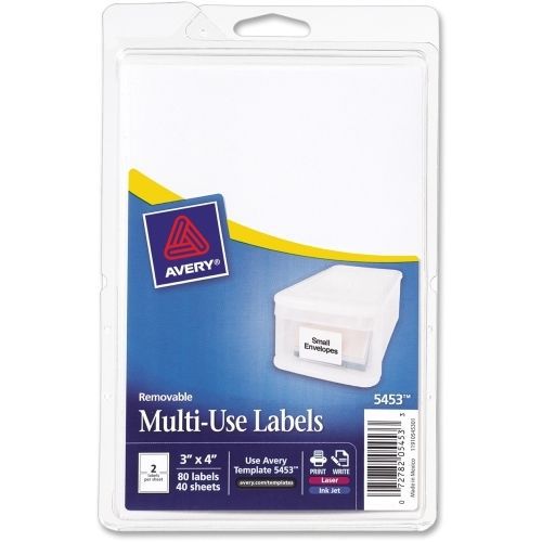 Lot of 4 avery handwritten removable id label -4&#034;wx3&#034;l-80/pk -white for sale