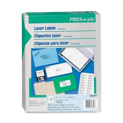 Avery Shipping Label - 2&#034; W x 4&#034; L - 2500 / Box - Rectangle - Laser - White