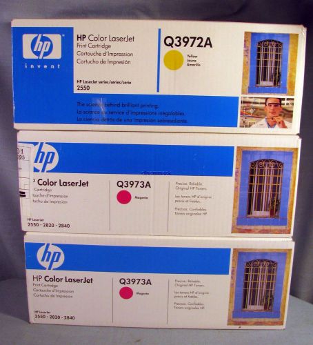 NEW - SET OF 3 GENUINE HP Q3972A Q3973A X2 TONER PRINT CARTRIDGES