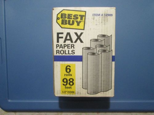 New in Box 6 Rolls 98&#039;-0&#039;&#039; Fax Paper Rolls1/2&#039;&#039; Core Hi Sensitivity Bright White