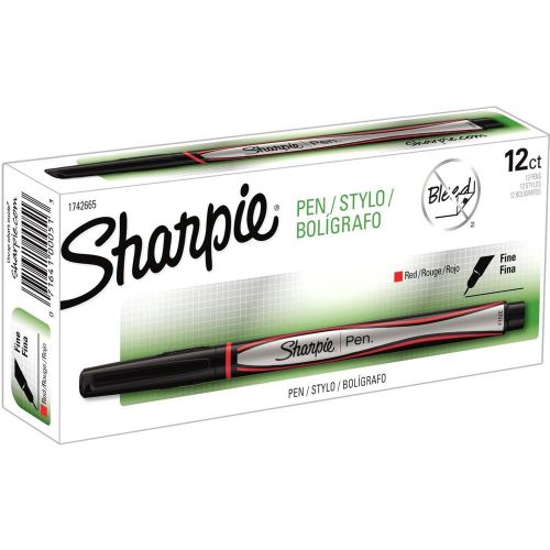 Sharpie 1742665 Permanent Ink Pen - Fine Point - Red Ink - Box of 12 (dozen)