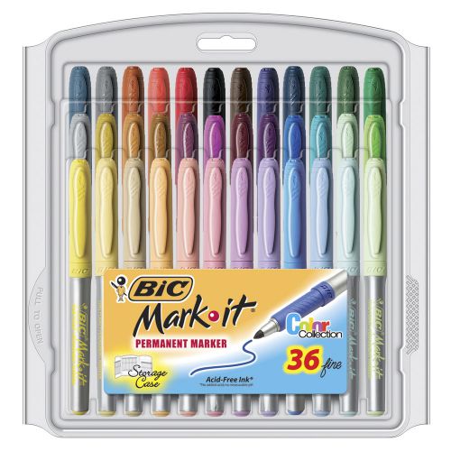 Bic mark-it permanent markers fine point 36/pkg assorted gxpmp361 for sale