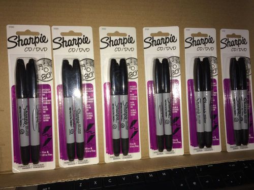 Sharpie 37023 2 cd/dvd markers - black lot of 6 for sale