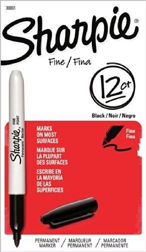 Sharpie Permanent Markers 12 Black Marker New Fine Point Office Desk Home