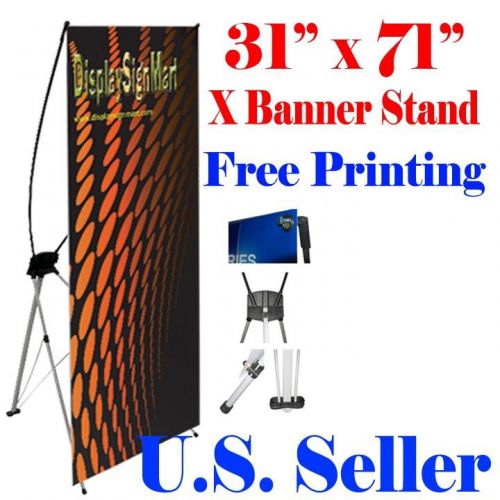 X banner stand 31&#034; x71&#034; free graphic print trade show display free bag pop up m for sale