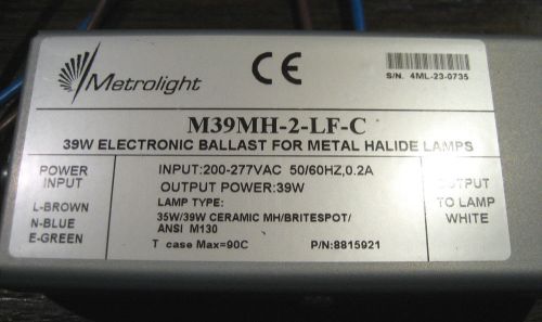 Metrolight m39mh-2-lf-c 39 electronic ballast for metal halide lamps for sale